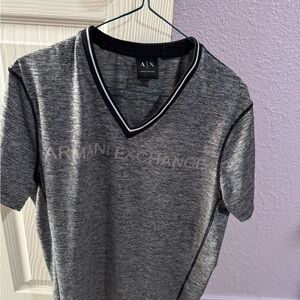 Armani Exchange Gray V-Neck T-Shirt